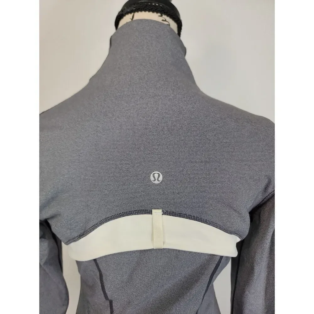 Lululemon Define Jacket Womens 6 Zip Up Thumbholes Mini Stripes Gray Herringbone